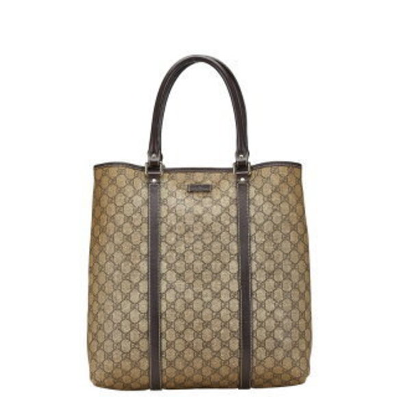 Gucci GG Supreme Shoulder Bag Beige Brown Leather - Picture 1 of 8
